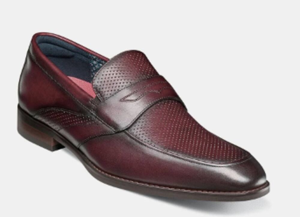 $130 Stacy Adams Karnes Shoes Mens Size 8 Dark Red Slip On Dress Loafers New Box
